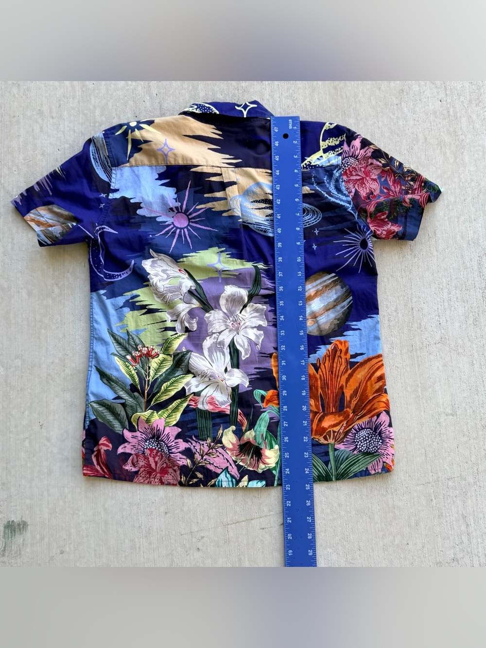 Yiume Hawaiian Shirt Women Size Medium Galaxy All Over Print Floral - Picture 6 of 6